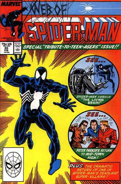 Web of Spider-Man 35 - Spider-man - Web Of Spider-man - Marvel Comics - The Living Brain - Tribute-to-teen-agers