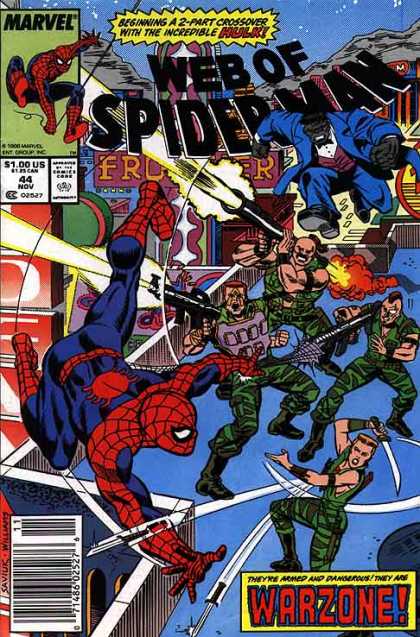 Web of Spider-Man 44 - Army - Guns - Sword - Jump - Camoflauge