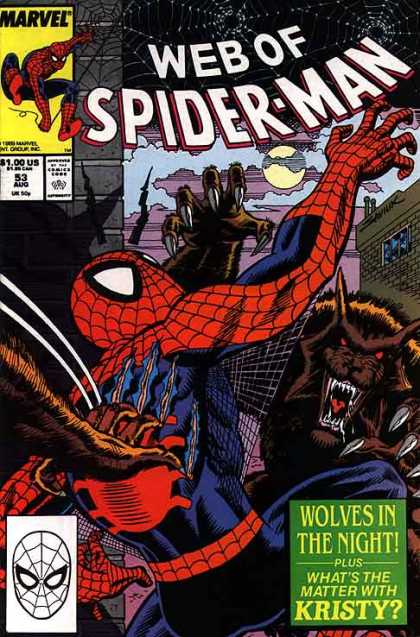 Web of Spider-Man 53 - Marvel Comics - Spider Man - Wolves In The Night - Kristy - Red And Blue