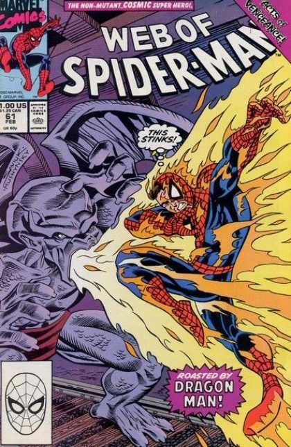 Web of Spider-Man 61 - Dragon Man - This Stinks - Flames - Burning Costume - Burning Face
