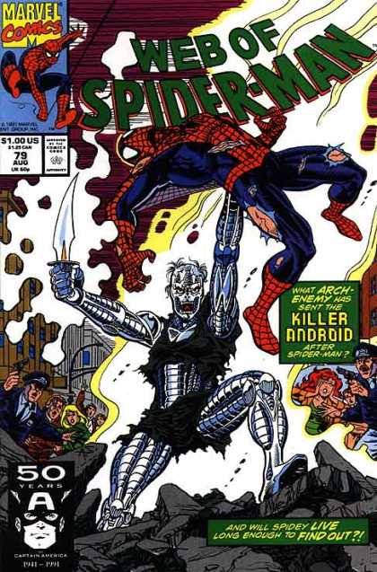 Web of Spider-Man 79 - Marvel - Knife - Blade - August - Killer Android