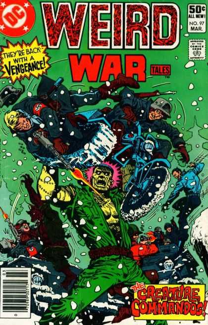 Weird War Tales 97 - Back With A Vengeance - Creature Commandos - No97 March - Motorcycle - Nazi - Ross Andru