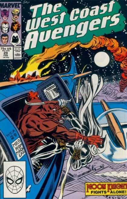 West Coast Avengers 29 - Marvel - Bull - Moon Knight Fights Alone - Plane - Moon
