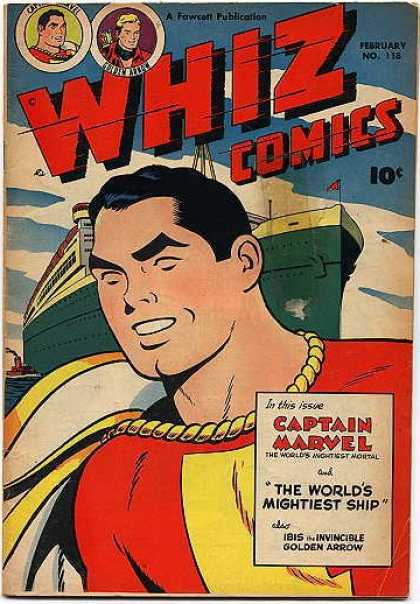 Whiz Comics 118 - Captain Marvel - The Worlds Mightiest Ship - Ocean - Golden Arrow - Sea