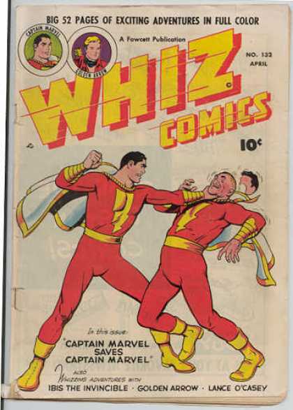 Whiz Comics 132 - Captain Marvel Saves Captain Marvel - Fawcett Publication - Ibis The Invincible - Golden Arrow - Lance Ocasey
