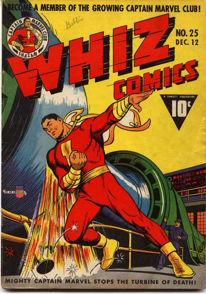 Whiz Comics 25 - Hero - Red - Gold - Retro - 25 - Clarence Beck