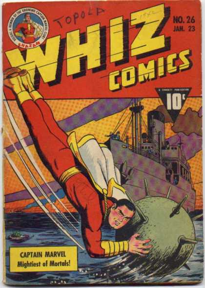 Whiz Comics 26 - Shazam - Ocean - Mine - Captain Marvel - Ocean Liner - Clarence Beck