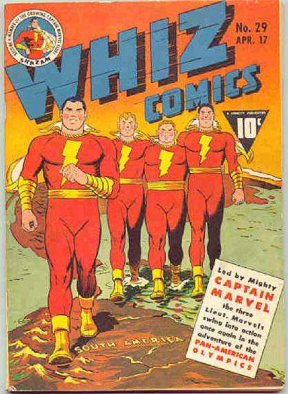 Whiz Comics 29 - Captain Marvel - Bolts - Group - Red Outfits - Heroes - Clarence Beck