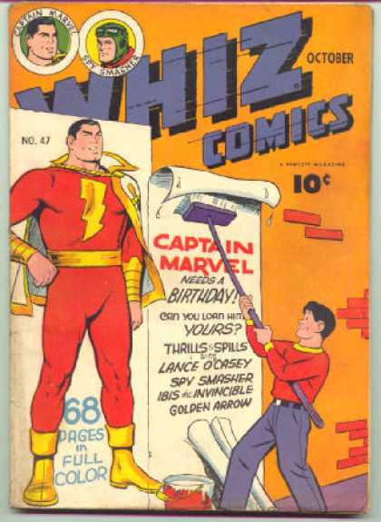 Whiz Comics 47 - Captain Marvel - Posters - Wall - Bucket - Broom - Clarence Beck