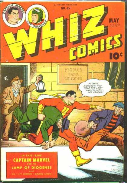 Whiz Comics 65 - Captain Marvel - 10 Cent Comics - Lamp Of Diogenes - Captain Hero Comics - Bank Robbery Comics