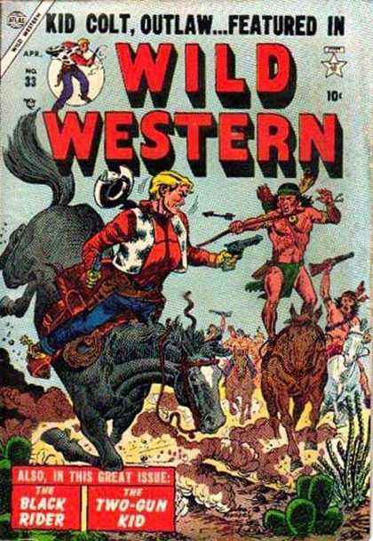 Wild Western 33 - Kid Colt Oulaw - Apr No 33 - The Black Rider - Two-gun Kid - Native Americans