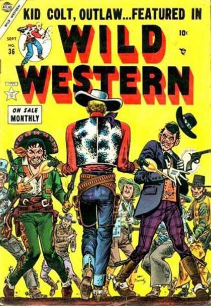 Wild Western 36 - Kid Colt Outlaw - Wild Western - On Sale Monthly - 10 Cent Comic - Blazing Six Guns