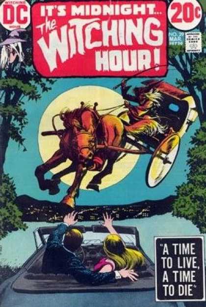 Witching Hour 29 - Carriage - Horse - Witch Driving - Whip - Full Moon - Nick Cardy