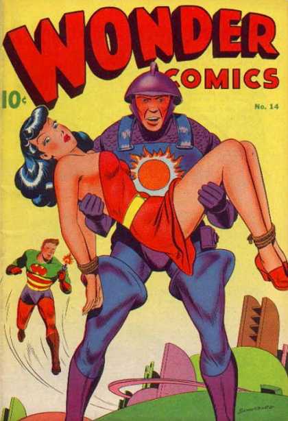 Wonder Comics 14 - Red Dress - Dumb Look - Blue Overalls - Red Tights - Future