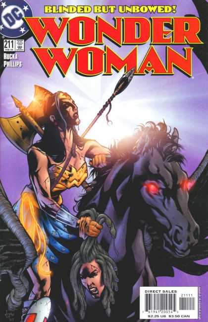 Wonder Woman (1987) 211 - Blinded But Unbowed - Rucka Phillips - Spear - Axe - Horse
