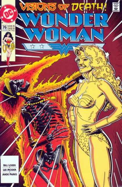 Wonder Woman (1987) 76 - Visions Of Death - Skeleton - Gold Statue - Bill Loebs - Lee Moder - Brian Bolland