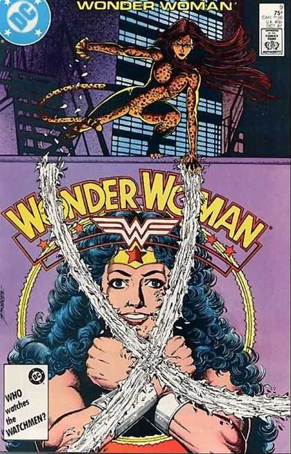 Wonder Woman (1987) 9 - Woman Dressed As Leopard - Smiling Wonderwoman - Flashing Bracelets - Dc Comics - George Perez