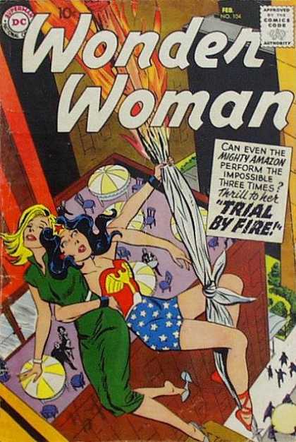 Wonder Woman 104 - Wonder Woman - Mighty Amazon - Trial By Fire - Rope - Chairs - Ross Andru