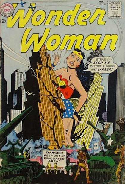 Wonder Woman 136 - Army - War - City - Giant - Grow - Ross Andru