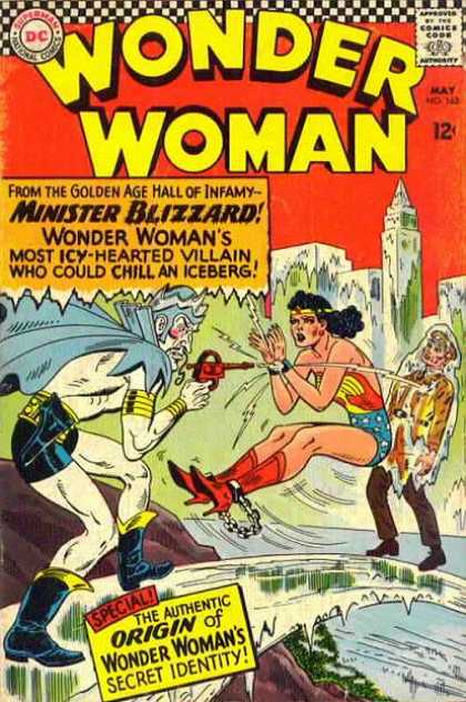 Wonder Woman 162 - Superman - National Comics - Minister Blizzard - The Authentic Origin Of Wonder Womans Secret Identity - From The Golden Age Hall Of Infamy - Ross Andru