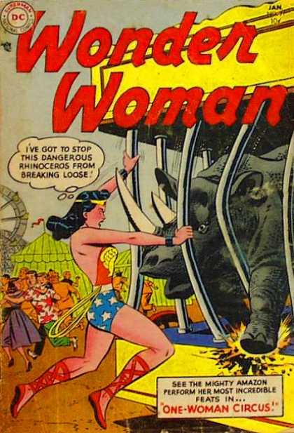 Wonder Woman 71 - Rhino - Circus - Animal Cage - Breaking Loose - Running Away