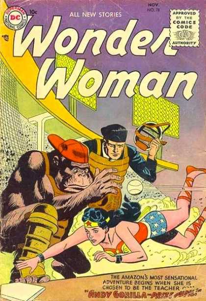 Wonder Woman 78 - Gorilla - Umpire - Home Plate - Stadium - Slide