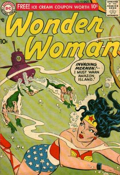 Wonder Woman 93 - Dc - Superman - National Comics - Approved By The Comics Code Authority - Water