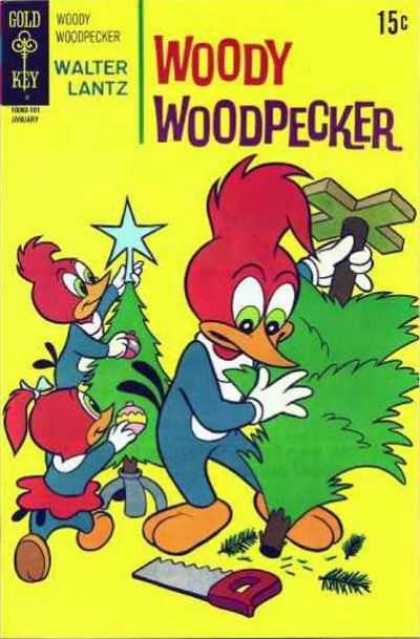 Woody Woodpecker 115 - Gold Key - Walter Lantz - Tree - Star - Saw