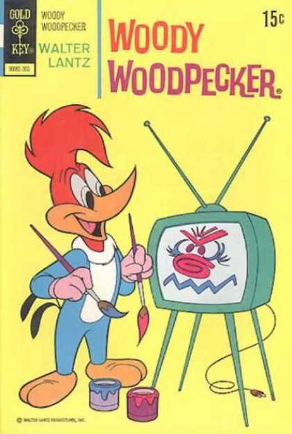 Woody Woodpecker 128 - Gold Key - Walter Lantz - Televison - Paint - Paintbrushes