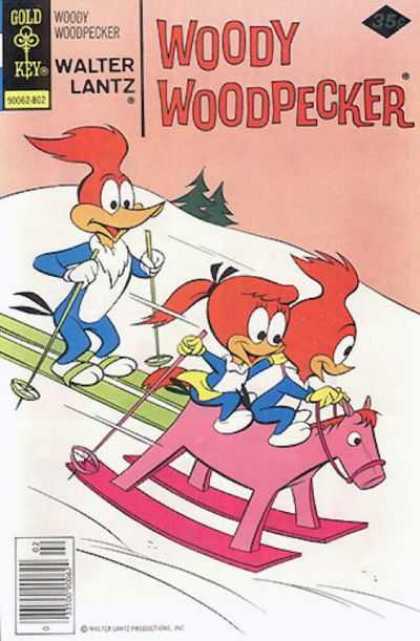 Woody Woodpecker 163 - Walter Lantz - Gold Key - Skiing - Rocking Horse - Winter
