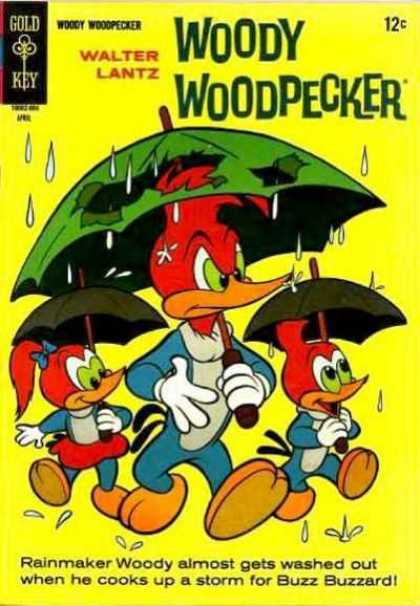 Woody Woodpecker 90 - Rain - Umbrellas - Yellow - Buzz Buzzard - Walking