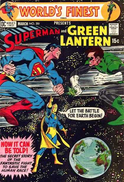 World's Finest 201 - Superman - Green Lantern - Battlle For Earth - Heroes - Fantastic Fight To Save The Human Race