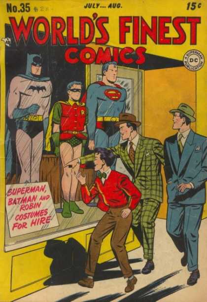 World's Finest 35 - Batman - Robin - Superman - Costumes - Window