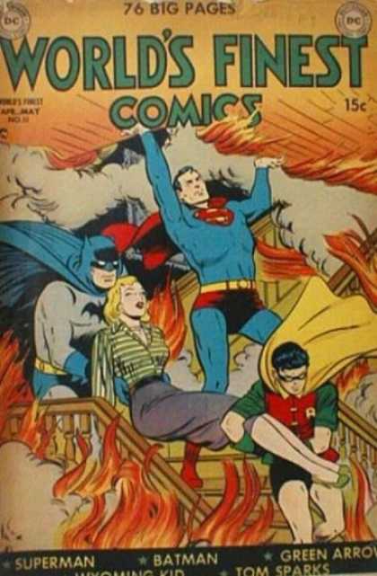 World's Finest 51 - Super Man - Batman - Robin - Girl - Ceiling