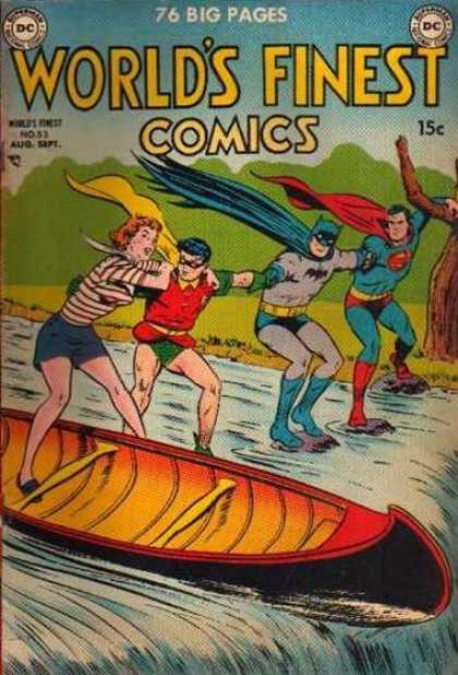 World's Finest 53 - Batman - Superman - Robin - Girl - Boat