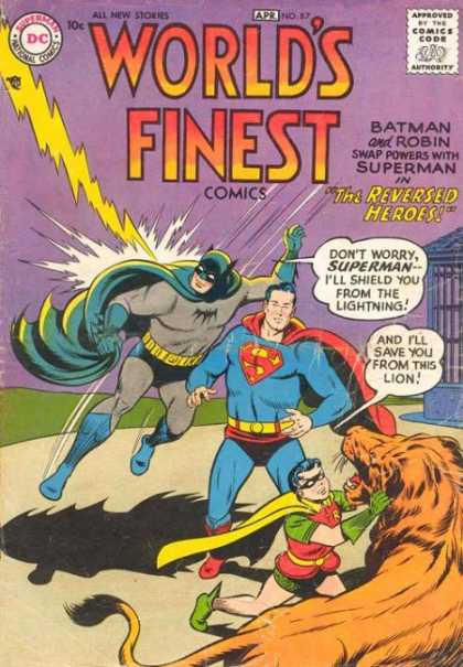 World's Finest 87 - Superman - Batman - Lion - Cape - Lightning