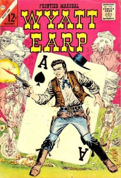 Wyatt Earp 61 - Frontier Marshal - 12 Cent December - A Of Spades Card - Law Man Shooting Gun - Hat Flies Off