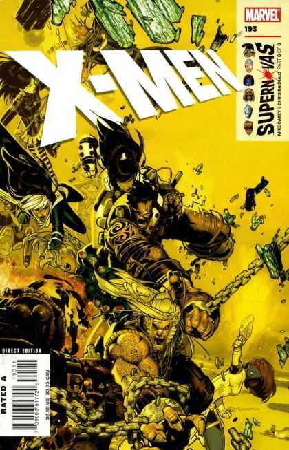 X-Men 193 - Chains - Fierce Battle - Fists - Weapons - Falling Rocks - Chris Bachalo