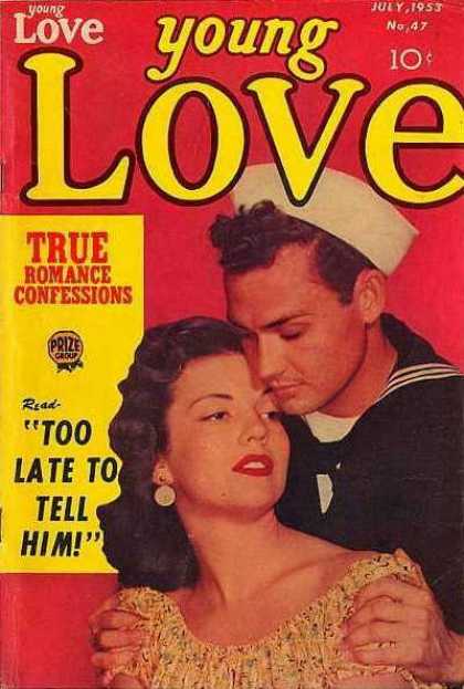 Young Love 47 - July - 1953 - Romance Confessions - Red Cover - Sailor
