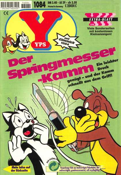 Yps - Der Springmesser-Kamm - Extra-blatt - Cat - Dog - Printed In Germany - Mit Gimmick 1084