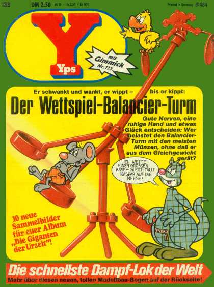 Yps - Der Wettspiel-Balancier-Turm - Yellow Bird - Mouse - Kangaroo - Plaid - Green Colors