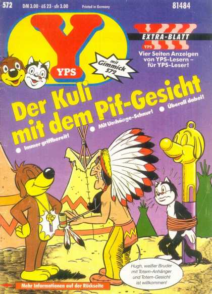 Yps - Der Kuli mit dem Pif-Gesicht - Teepee - Depiction Of Native American - Head Dress - Peace Pipe - Cat Tied Up