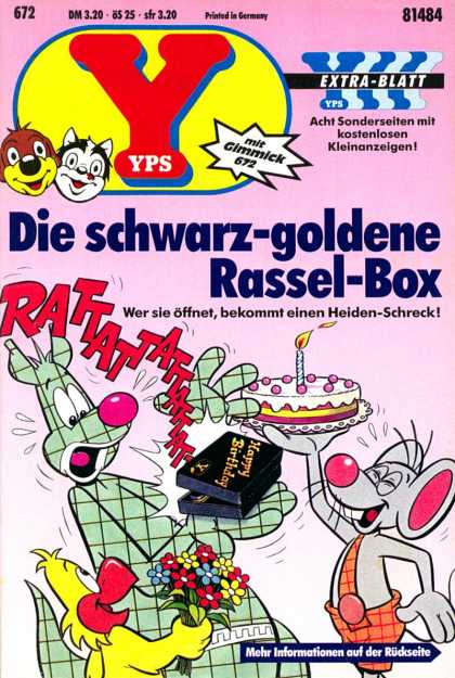 Yps - Die schwarz-goldene Rassel-Box - Mit Gimmick 672 - Extra-blatt - Acht Sonderseiten - Happy Birthday - Die Schwarz-goldene Rassel -box