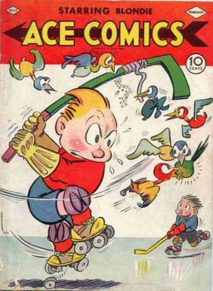 Ace Comics 23 - Blondie - Ace Comics - Hockey - Birds - Roller Skates
