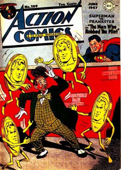 Action Comics 109 - Superman - Coins - Prankster - Wall - Bricks