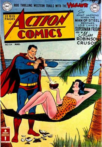 Action Comics 154 - Lois Lane - Beach - Superman - Coconut - Island