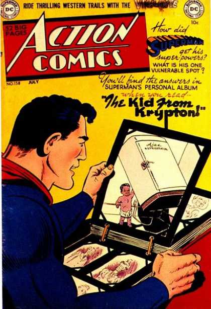 Action Comics 158 - The Kid From Krypton - Ride Thrilling Western Trails - How Did Superman Get His Superpowers - Supermans Personal Album - July