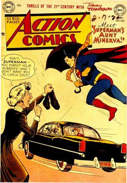 Action Comics 160 - Superman - Car - Dc - Umbrella - Aunt Minerva