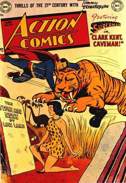 Action Comics 169 - Tiger - Superman - Dinosaur - Jungle - Woman