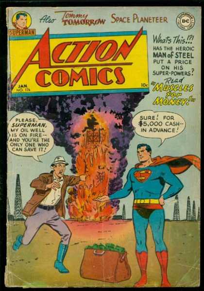 Action Comics 176 - Superman - Fire - Money - Oil Well